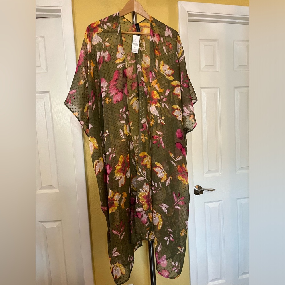 Lane Bryant Sheer Floral Coverup OS